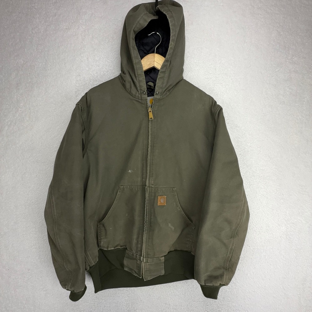 Carhartt Active Jacket Nylon Quilt Lined Mens Medium J247 MOS Moss Green‎